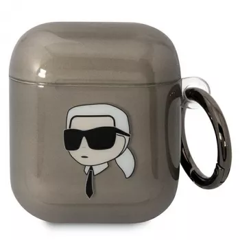 Pouzdro Karl Lagerfeld KLA2HNIKTCK pro AirPods 1/2 černé Karl's Head