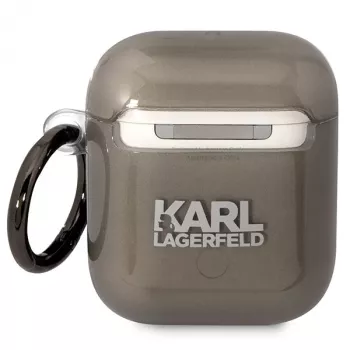 Pouzdro Karl Lagerfeld KLA2HNIKTCK pro AirPods 1/2 černé Karl's Head