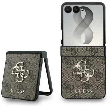GUESS Big 4G Logo pevné pouzdro pro Samsung Galaxy Z Flip4 - hnědé