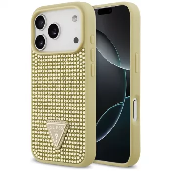 GUESS Rhinestone Triangle Logo pouzdro pro iPhone 17 Pro - zlaté