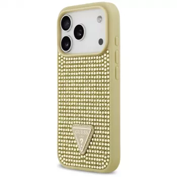 GUESS Rhinestone Triangle Logo pouzdro pro iPhone 17 Pro - zlaté