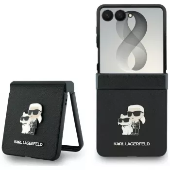 Pouzdro Karl Lagerfeld Karl & Choupette Saffiano Pins pro Samsung Galaxy Z Flip8 – černé