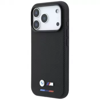 BMW M Quadrille Kevlar Tricolor & Metal Logo MagSafe pouzdro pro iPhone 18 Pro / 17 Pro - černé