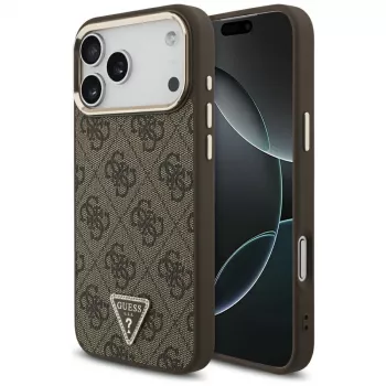 GUESS 4G Triangle Logo MagSafe pouzdro pro iPhone 18 Pro Max / 17 Pro Max - hnědé