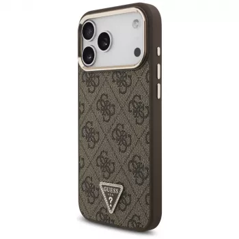GUESS 4G Triangle Logo MagSafe pouzdro pro iPhone 18 Pro Max / 17 Pro Max - hnědé