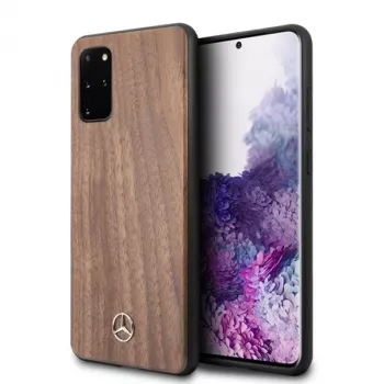 Pevné pouzdro Mercedes-Benz Wood Line Walnut pro Samsung Galaxy S20+ (SM-G985) – hnědé