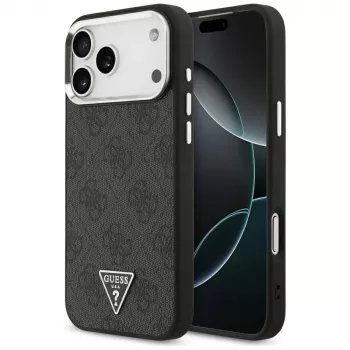 GUESS 4G Triangle Logo MagSafe pouzdro pro iPhone 18 Pro Max / 17 Pro Max - černé & stříbrné