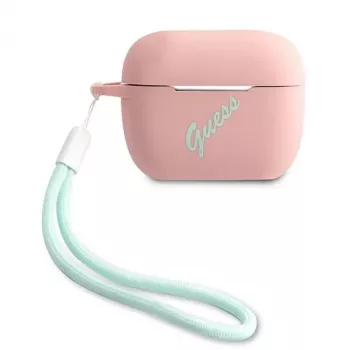 Pouzdro GUESS GUACAPLSVSPG AirPods Pro silikonové Vintage Pink zelené