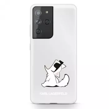 Karl Lagerfeld KLHCS21LCFNRC Galaxy S21 Ultra průhledné pevné pouzdro s designem Choupette Fun