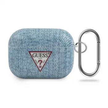 GUESS Jeans Collection světle modré pouzdro AirPods Pro s karabinou