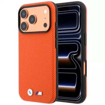BMW M Quadrille Kevlar Metal Logo pouzdro MagSafe pro iPhone 18 Pro / 17 Pro – oranžové