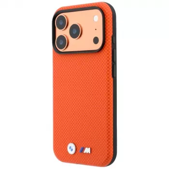 BMW M Quadrille Kevlar Metal Logo pouzdro MagSafe pro iPhone 18 Pro / 17 Pro – oranžové