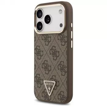 GUESS 4G Triangle Logo pouzdro MagSafe pro iPhone 17 Pro / 18 Pro – hnědé