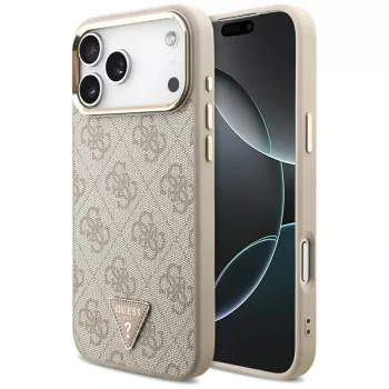 GUESS 4G Triangle Logo pouzdro MagSafe pro iPhone 18 Pro Max / 17 Pro Max – rose gold