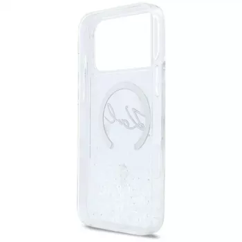 Pouzdro Karl Lagerfeld Liquid Glitter Karl Script Logo MagSafe pro iPhone 17 Pro Max – průhledné