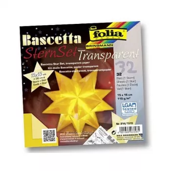 Folia skládací papíry Bascetta Star Midi - 32 listů 15x15cm barevně smíšené