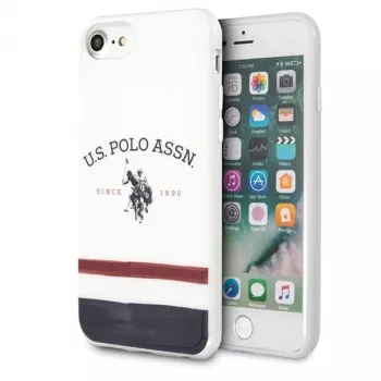 U.S. POLO ASSN. USHCI8PCSTRB pouzdro pro iPhone 7/8/SE 2020/SE 2022 bílé trikolorní vzor kolekce