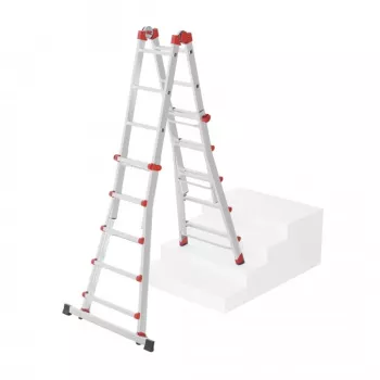 Víceúčelový kombinovaný žebřík Hailo M80 4x5, hliník, 20 příček, 150 kg, EN 131 Professional