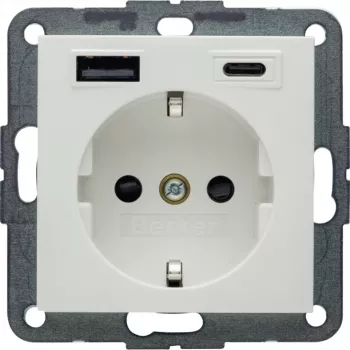 Berker S.1 SCHUKO Socket Outlet with USB-C PD 20W, Polar White Matt
