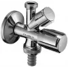 Rohový ventil VALVE 1/2 inch x 1/2 inch x 3/4 inch vnější závity, pochromovaná mosaz, dvojitý vývod se zpětnou klapkou