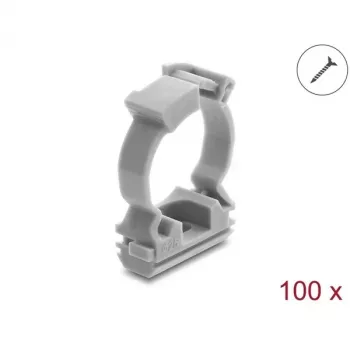 Delock držák kabelové chráničky se zajišťovacím klipem, šroubovací pro 25 mm kabelovou chráničku, 100 kusů, šedá