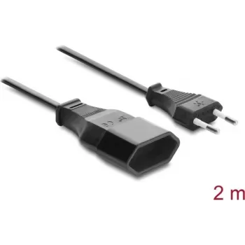 Prodlužovací kabel s euro zástrčkou Delock CEE 7/16 zástrčka na zásuvku, 2 x 0,75 mm², 2 m, černý
