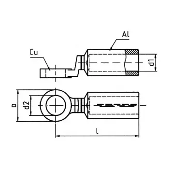 Klauke 370R12 Bimetallic Compression Joint Al-Cu 185 mm², Pack of 5