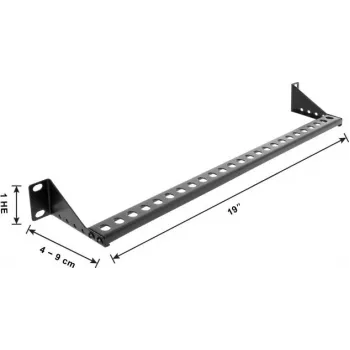 Delock 19 inch 1U panel pro správu kabelů s nastavitelnou hloubkou 40-90 mm, černý