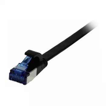 SYNERGY21 CAT6A U/FTP plochý Superflex patch kabel RJ45, 15m, černý, 500MHz, AWG32, TPE