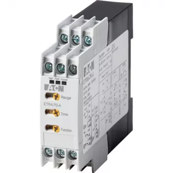 Multifunkční časové relé Eaton ETR4-70-A, 24-240 V AC/DC, 2 přepínací kontakty, 0,05 s-100 h, DIN lišta