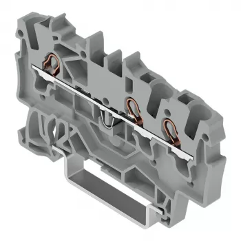 WAGO 2001-1301 3-Conductor Through Terminal Block, 1.5 mm², Push-in CAGE CLAMP, Ex e II, Gray