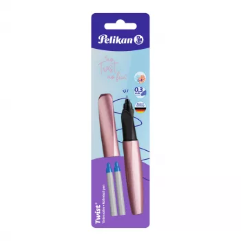 Plnicí pero Pelikan Twist, růžovomodré, střední hrot - ergonomická rukojeť pro praváky i leváky, blistrové balení