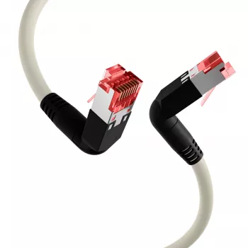 EFB Elektronik K4137GR.2 Cat.6A S/FTP LSZH patch kabel, Draka UC900 TM21, 2x90 stupňů, 2 m, šedý