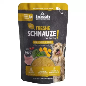 BOSCH Freshe Schnauze Mono-Protein mokré krmivo pro psy s kuřetem, dýní a brokolicí – 250g sáček