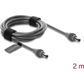 Delock napájecí kabel DC 5.5 x 2.1 mm samec na DC 5.5 x 2.1 mm samec pro Starlink Mini, 2 m šedý