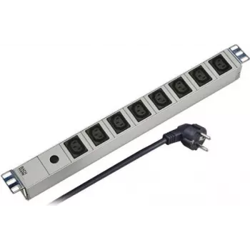 EFB Elektronik 691697 1U 19 inch rack PDU, 8x výstup IEC C13, 10A, 250V, hliníkové pouzdro, vypínač