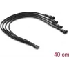 Delock rozbočovač kabelu ventilátoru 1 x 4pin PWM zásuvka na samec + 3 x 4pin samec (3 piny obsazené) s opletením 40 cm černý