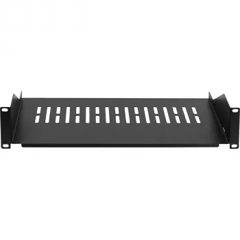 EFB ELEKTRONIK 19 inch 2U pevná racková police, hloubka 300 mm, nosnost 22 kg, černá RAL 9005