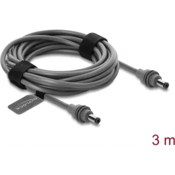 Delock 91824 napájecí kabel DC 5,5 x 2,1 mm na DC 5,5 x 2,1 mm pro Starlink Mini, 3 m, šedý
