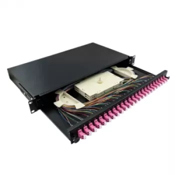 LogiLink 19 inch 1U 24-port LC duplex OM4 multimode splice box patch panel, černý