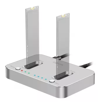 LogiLink USB 3.2 Gen2 dokovací stanice, 2-Bay, pro M.2 NVMe SSD, funkce klonování