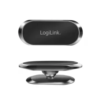 Magnetický držák telefonu do auta na výdech ventilace LogiLink, stříbrný – otočný o 360°, neodymové uchycení, univerzální