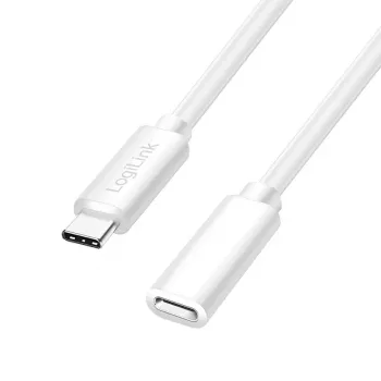 LogiLink CU0222 USB 2.0 Type-C prodlužovací kabel, C/M na C/F, 480 Mbps, 60W, bílý, 3 m