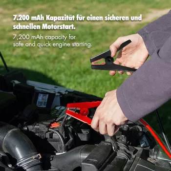 LogiLink PA0358 4-in-1 auto startovací powerbanka s vzduchovým kompresorem, 7200 mAh, 200A startovací proud, LED svítilna
