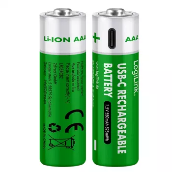 LogiLink LR03RCB2 USB-C nabíjecí AAA Li-Ion baterie, 1,5V, 2 ks