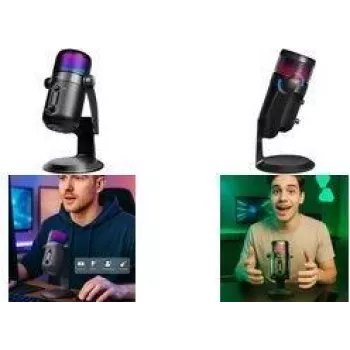 Kondenzátorový mikrofon LogiLink HS0058 USB s RGB světlem, 192kHz, černý