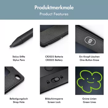LogiLink LCD psací tablet 8,5 inch černý s magnety