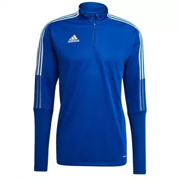 Pánská tréninková mikina adidas Tiro 21 s dlouhým rukávem a čtvrtinovým zipem, Team Royal Blue/White, XL