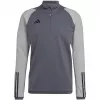 Tréninková mikina adidas Tiro 23 Competition pánská, Team Grey Four, Slim Fit, se čtvrtinovým zipem, dlouhý rukáv, AEROREADY, recyklovaný polyester, HU1316