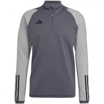 Tréninková mikina adidas Tiro 23 Competition pánská, Team Grey Four, Slim Fit, se čtvrtinovým zipem, dlouhý rukáv, AEROREADY, recyklovaný polyester, HU1316